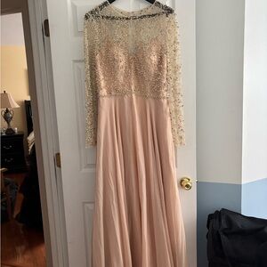 Elegant Beaded Cream Evening Gown